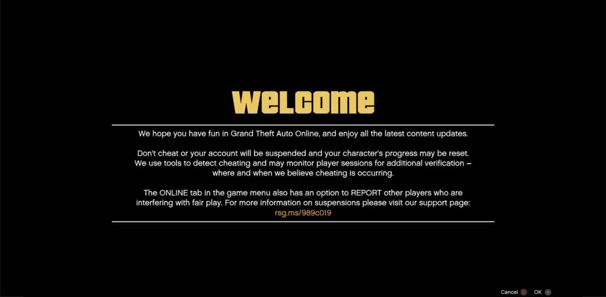 gta online cheat message