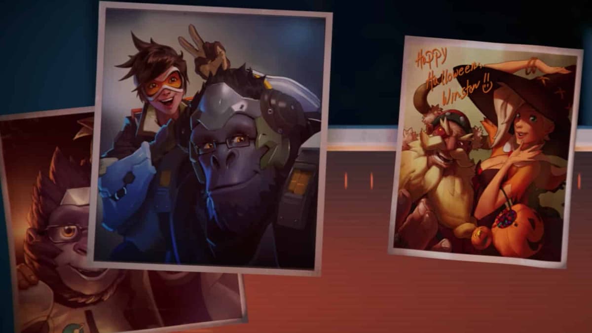 overwatch recall cutscene winston's pictures of halloween torbjorn witch mercy and tracer