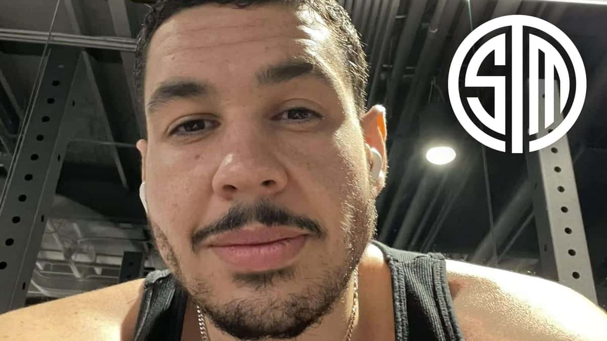 greekgodx in gym with TSM logo in corner