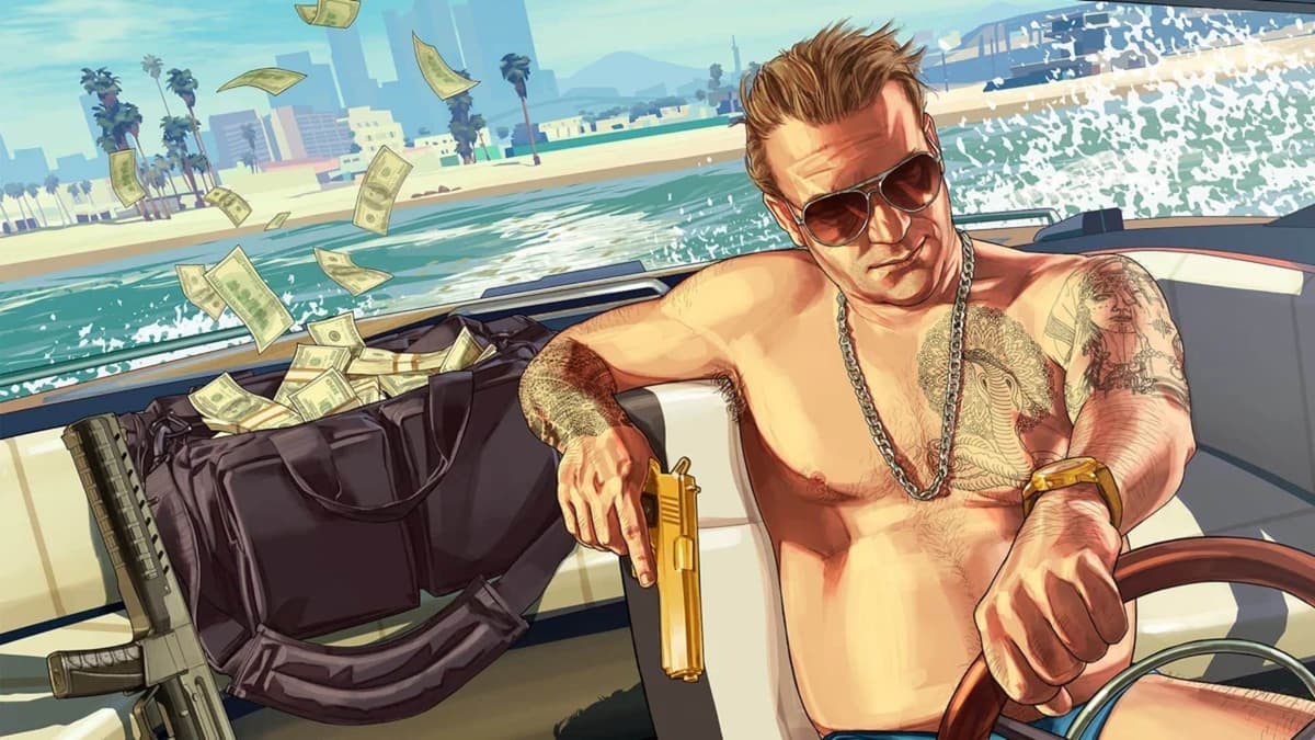 gta online screensaver of character driving boat