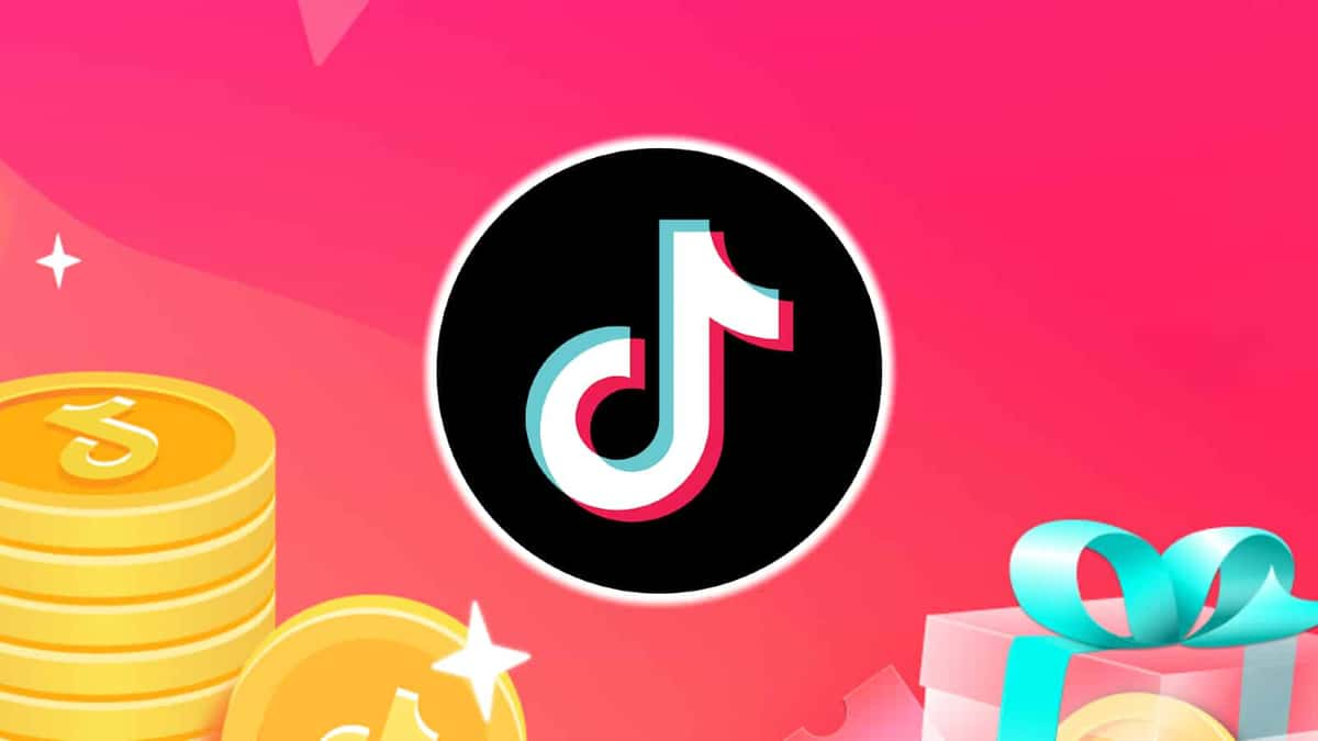 TikTok logo on pink banner