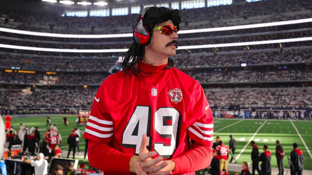 Dr Disrespect in Niners jersey at NFL game