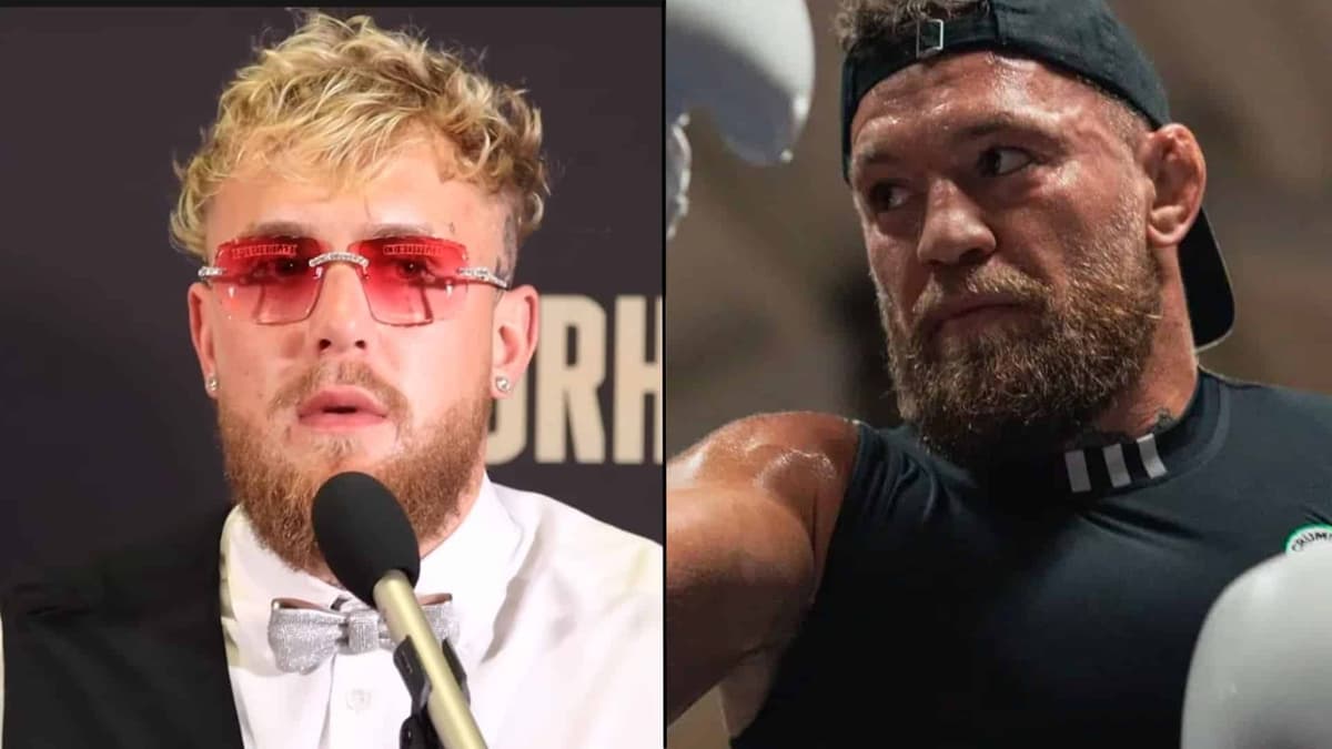 Jake Paul alongside Conor McGregor in boxing gloves