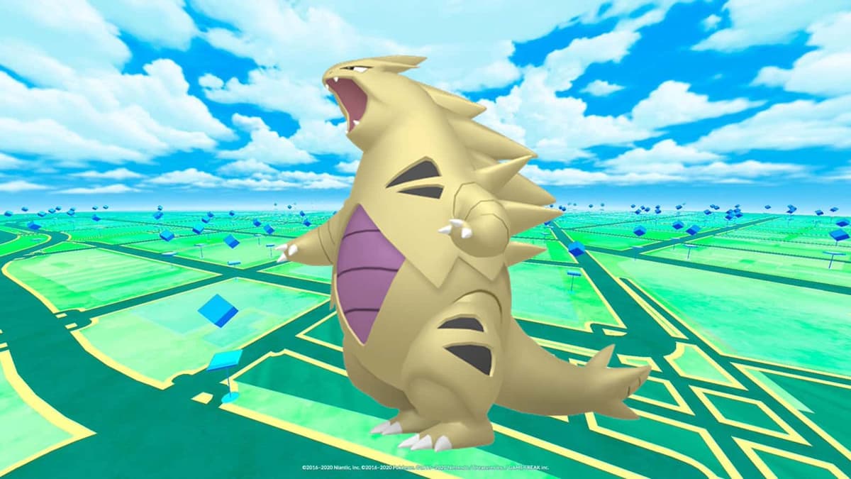 An image of Shiny Tyranitar in Pokemon Go.