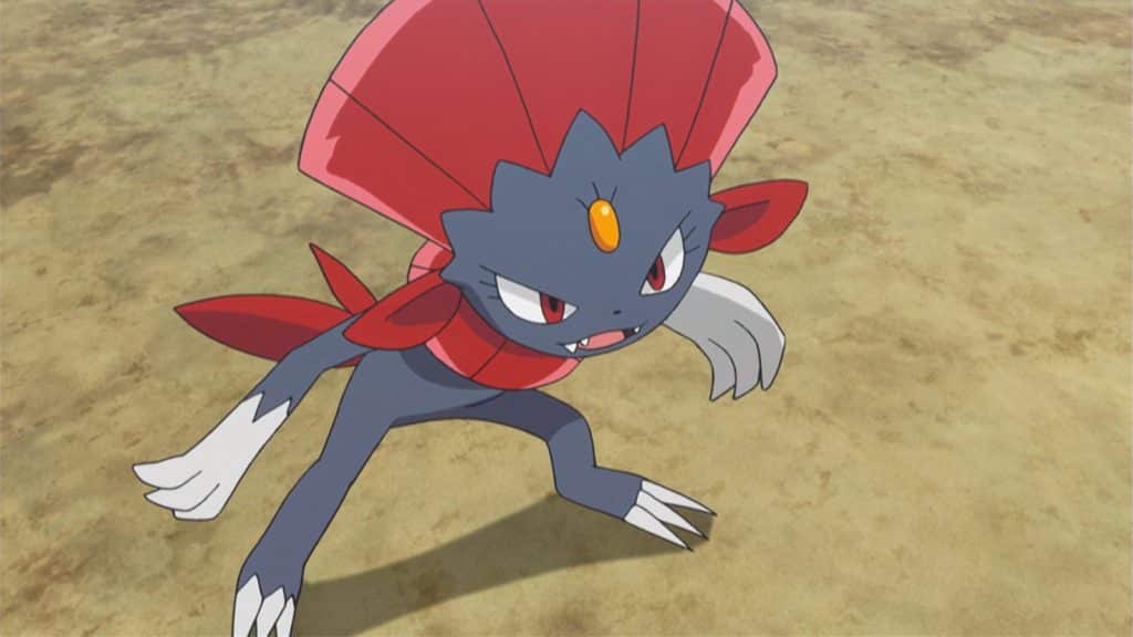 Weavile appearing in the Pokemon anime