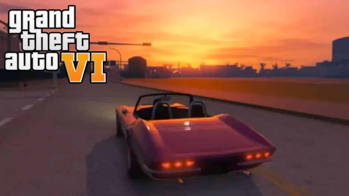 Convertible car in Vice City with GTA 6 logo