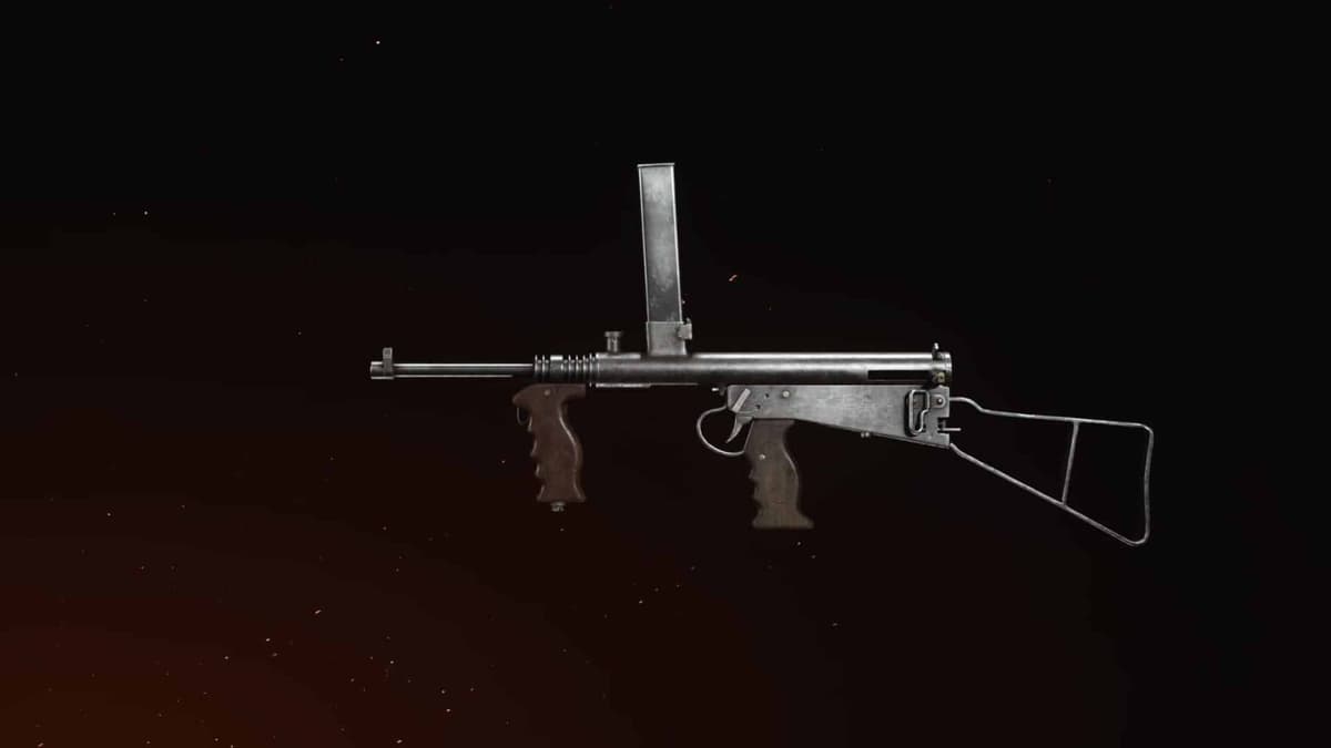 side view of cod warzone owen gun smg