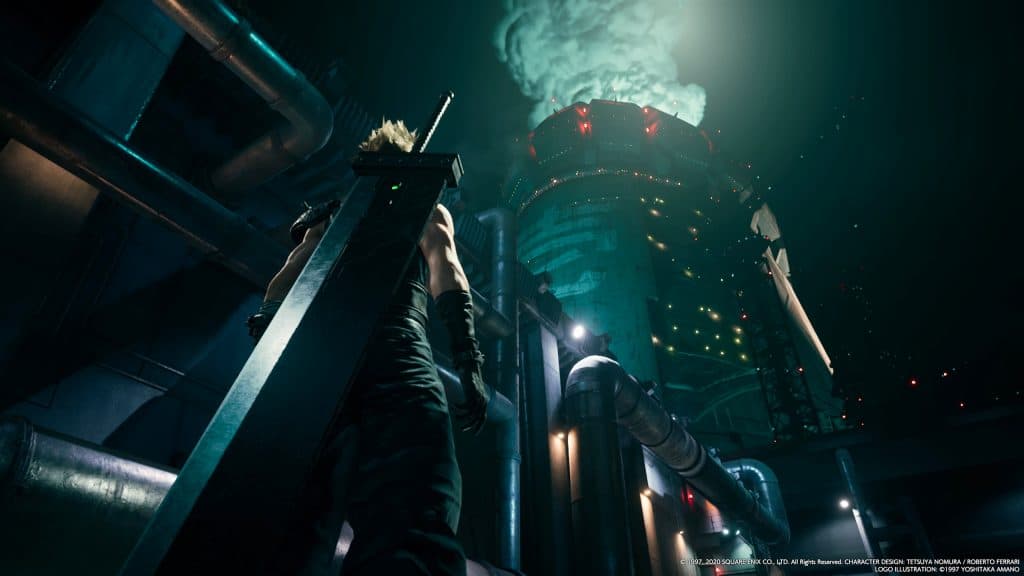 FF7 Remake CLoud looking at reactor