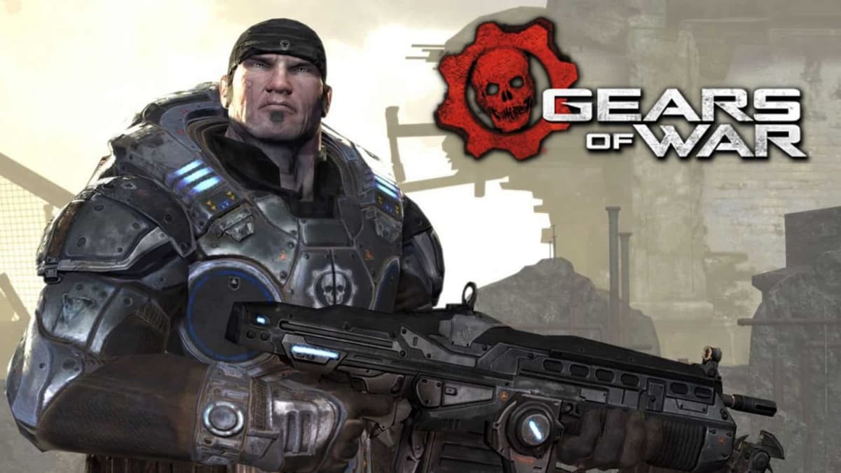 mrcus fenix holding gun in gears of war