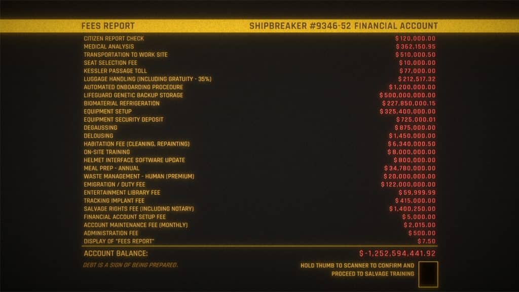 hardspace shipbreaker employee debt