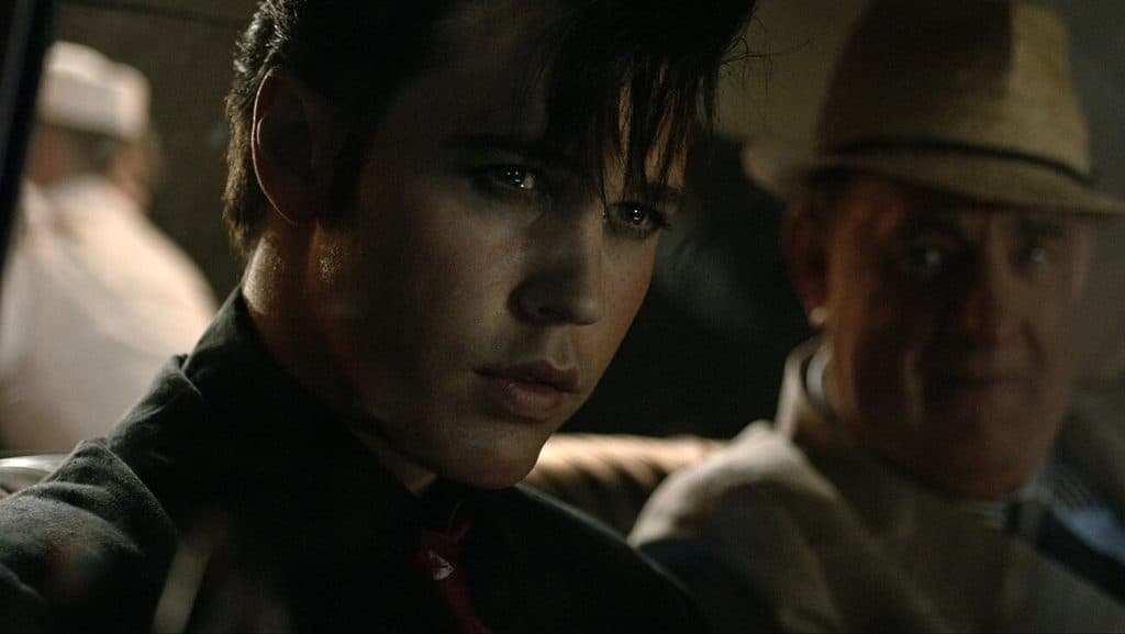 Austin Butler and Tom Hanks in Elvis. 