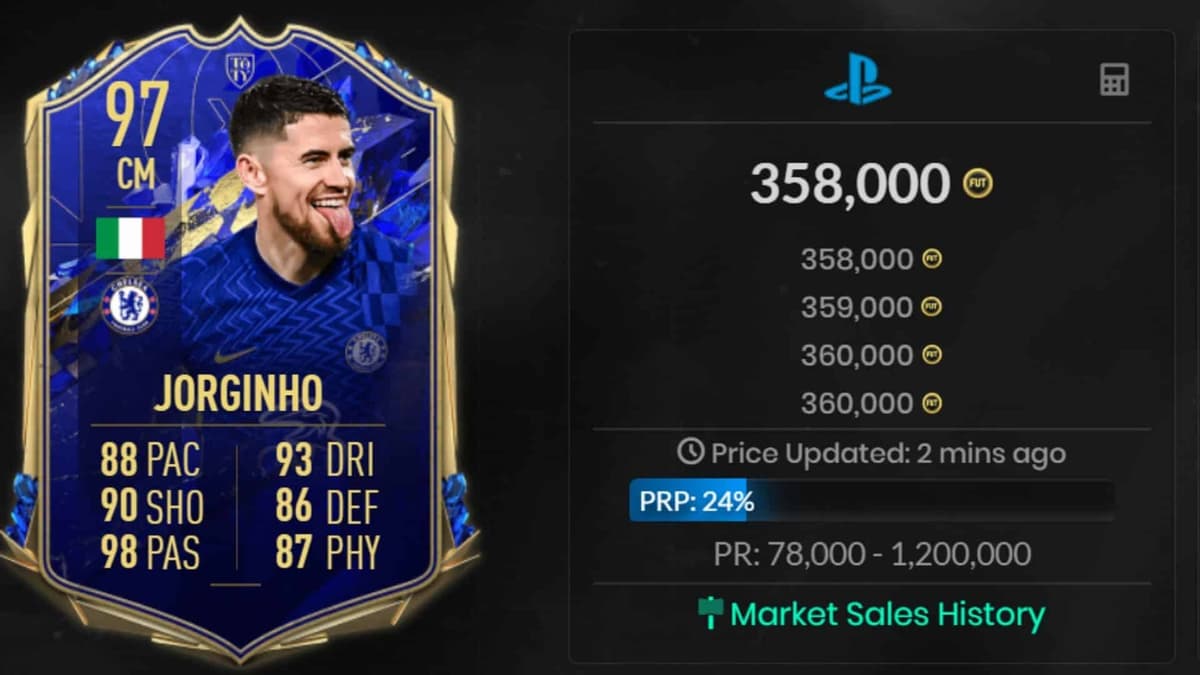 fifa 22 toty jorginho futbin price