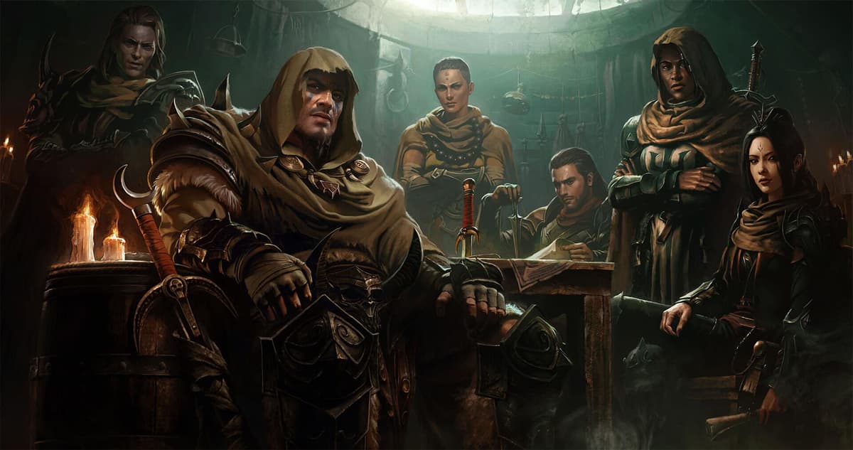 diablo immortal classes around table monk demon hunter wizard barbarian necromancer 