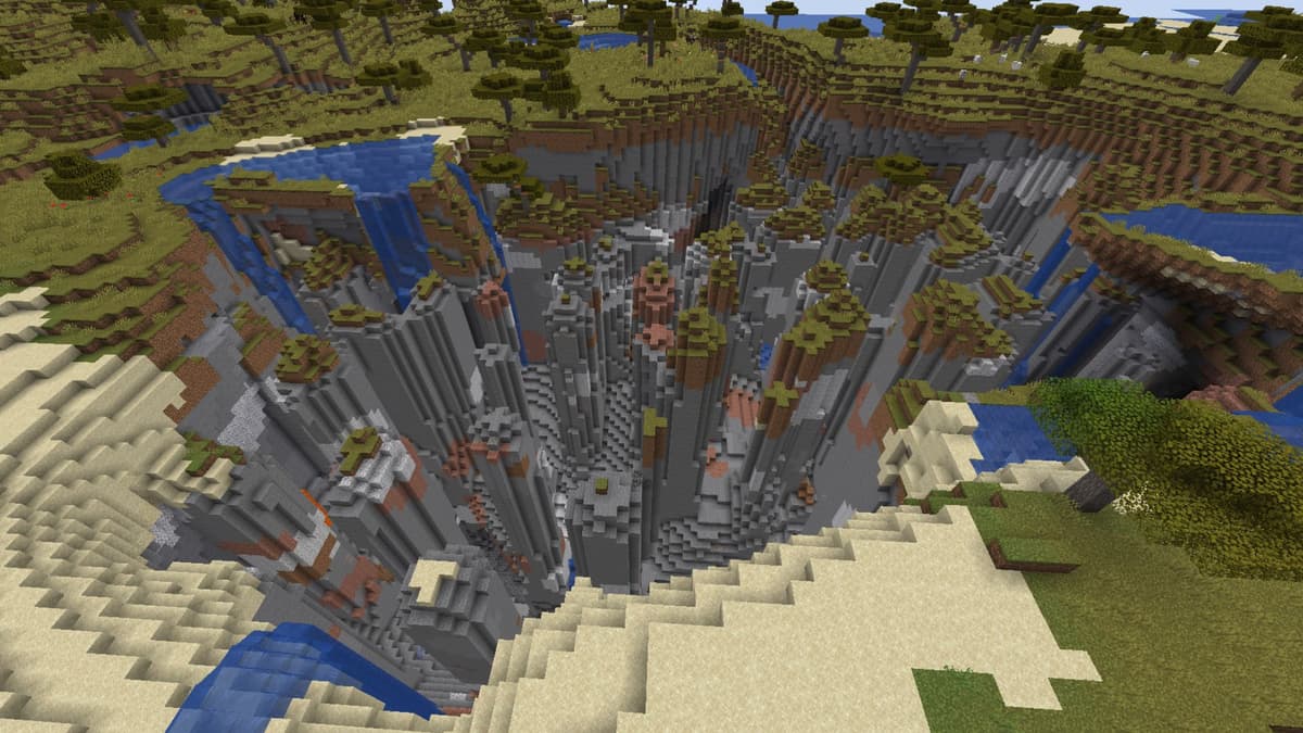 Tall skyblocks pillars in Minecraft