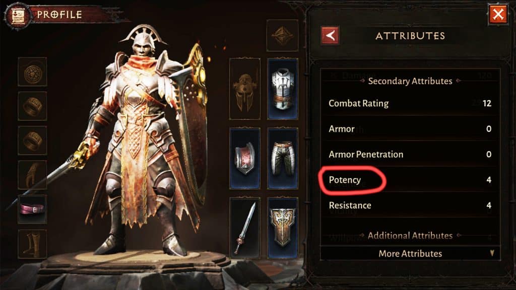 an image of Potency attribute in Diablo Immortal