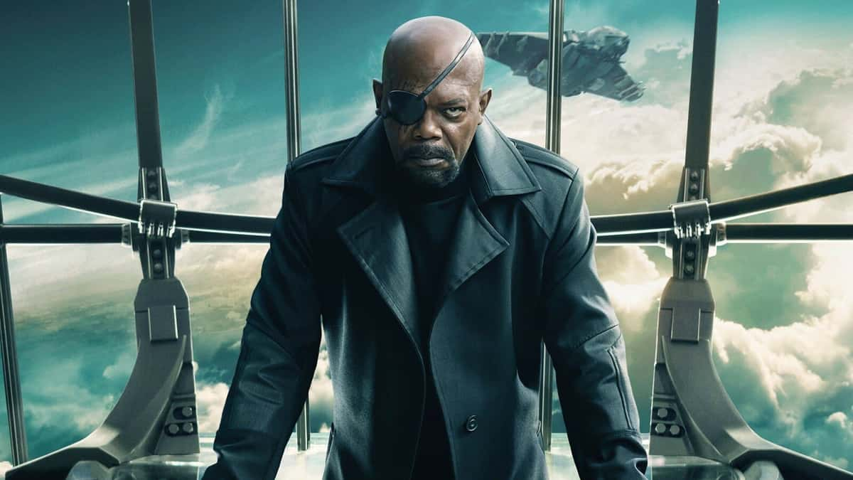 Nick fury in a shield jet