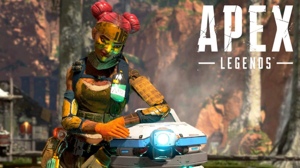 Lifeline standing on DOC Drone in Apex Legends