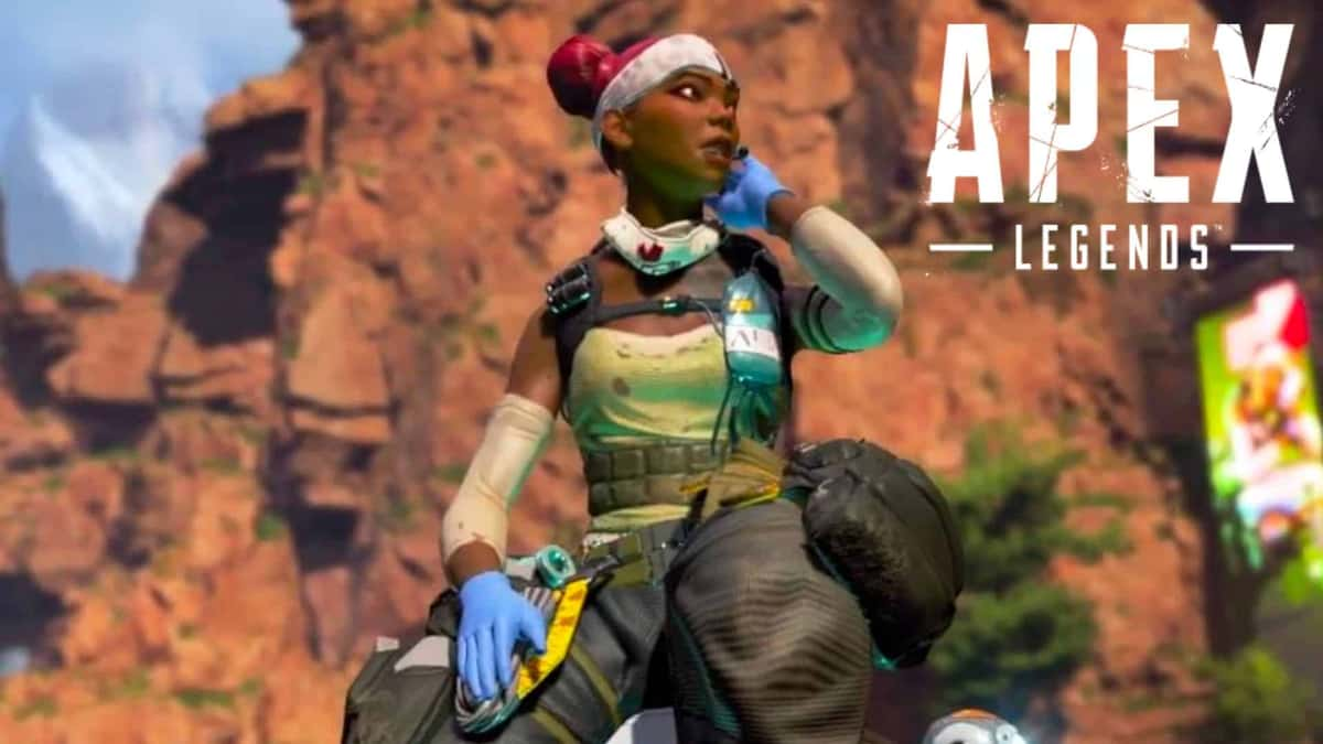 Lifeline sitting on drone in Apex Legends