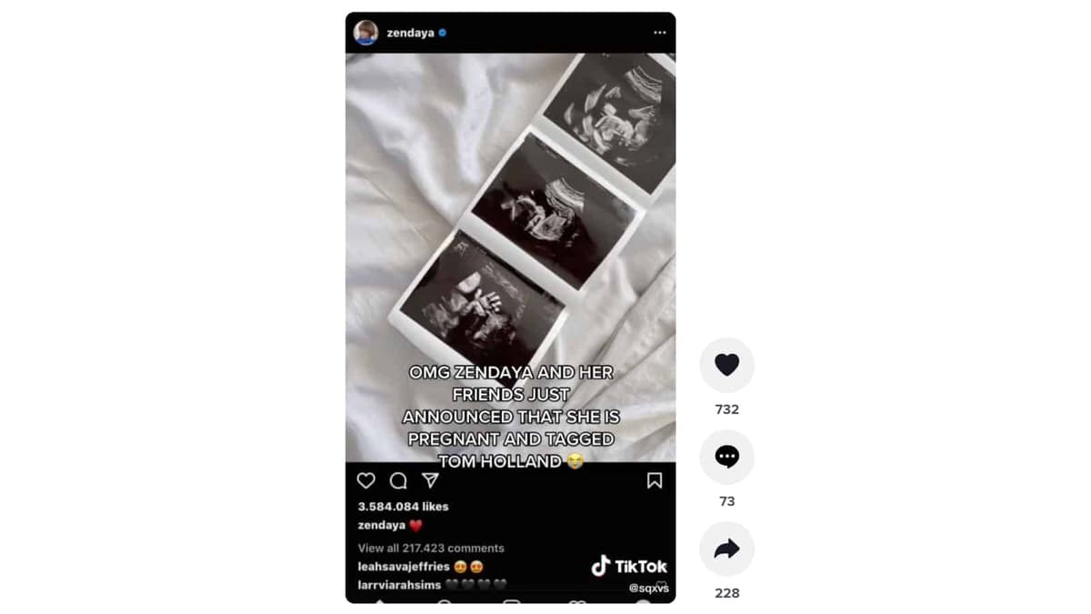 zendaya pregnant ig post