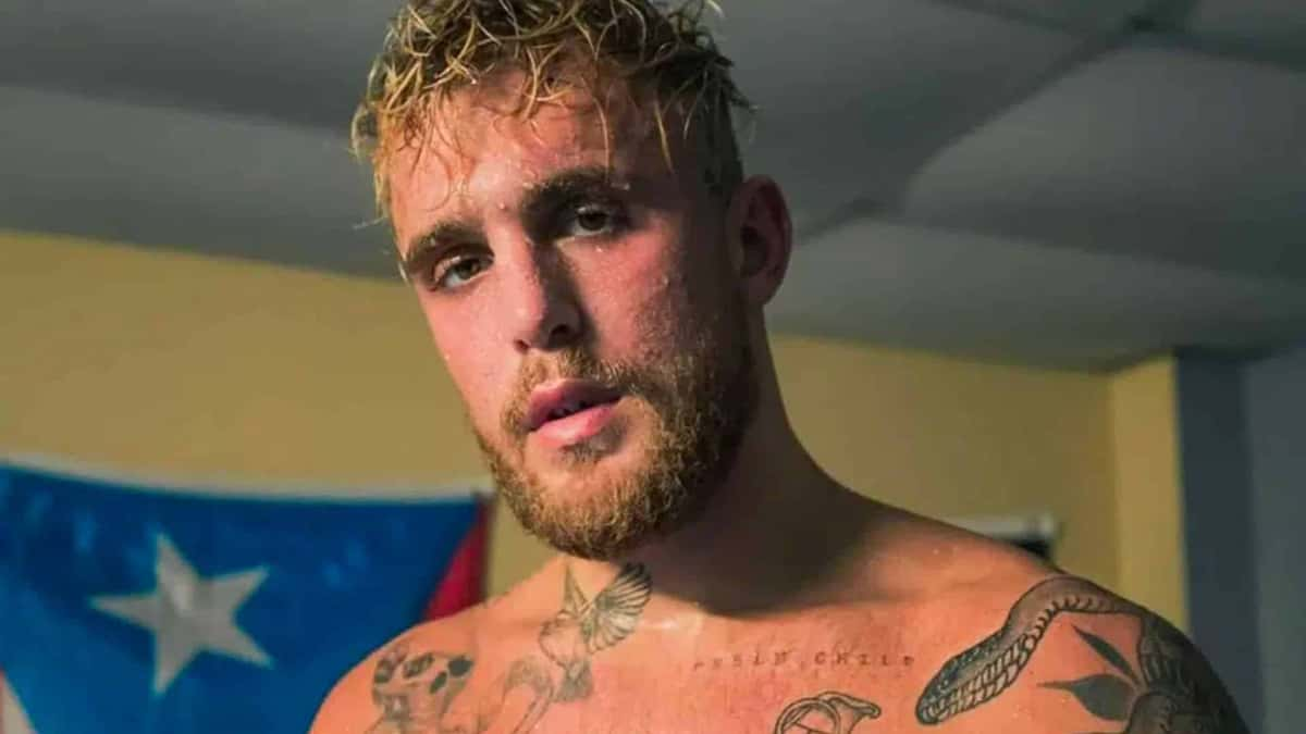 Jake Paul sweating in boxing gym