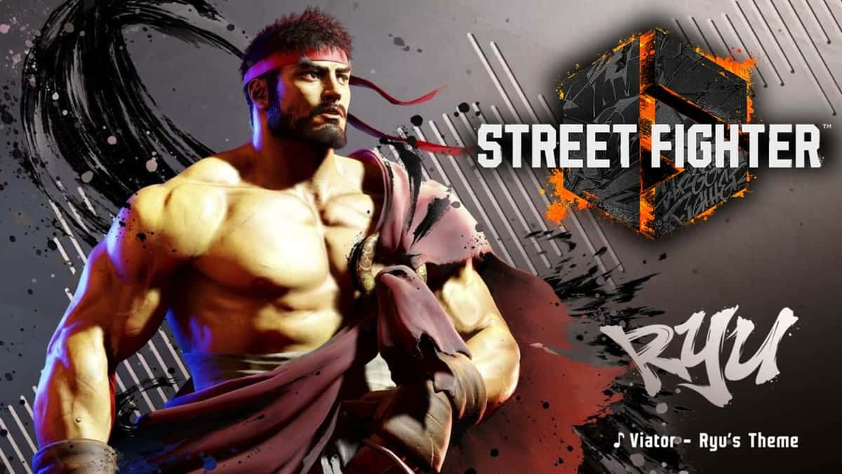 ryu street fighter 6 key art with logo header