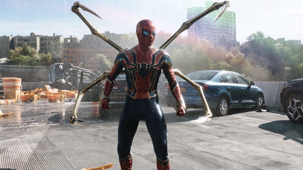 Tom Holland's Spider-Man with his Iron Spider suit in Spider-Man: No Way Home