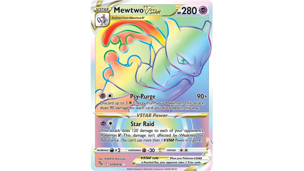 Mewtwo VSTAR Rainbow Rare card