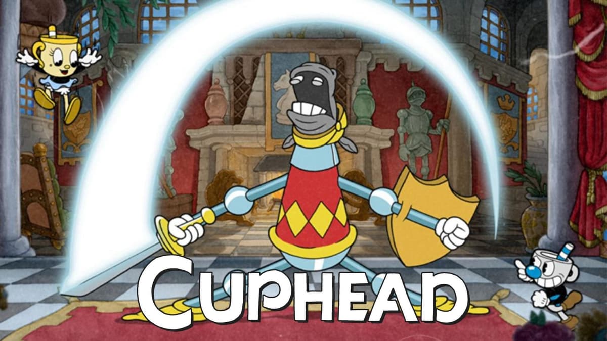 mc chalice and mugman fighting boss in cuphead