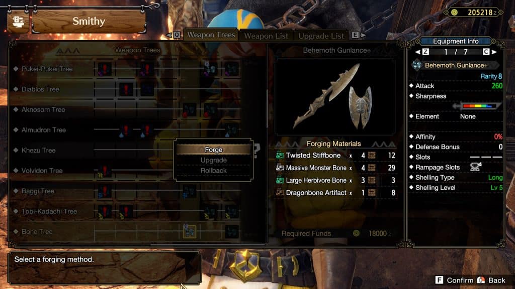 Monster Hunter Rise: Sunbreak weapon preview screen