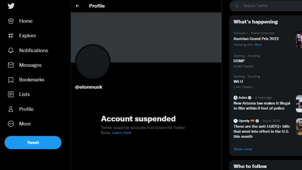 elon musk twitter suspended