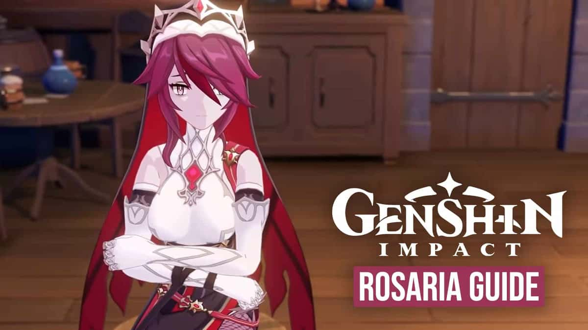 Rosaria sitting at bar in Genshin Impact