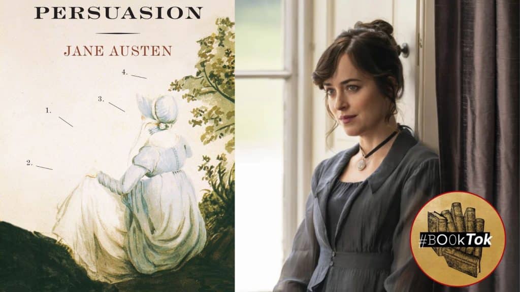 Jane Austen Persuasion cover and Netflix adaptation