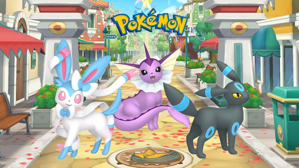 Three of the best Shiny Eevee Evolutions in Pokemon, Sylveon, Vaporeon and Espeon