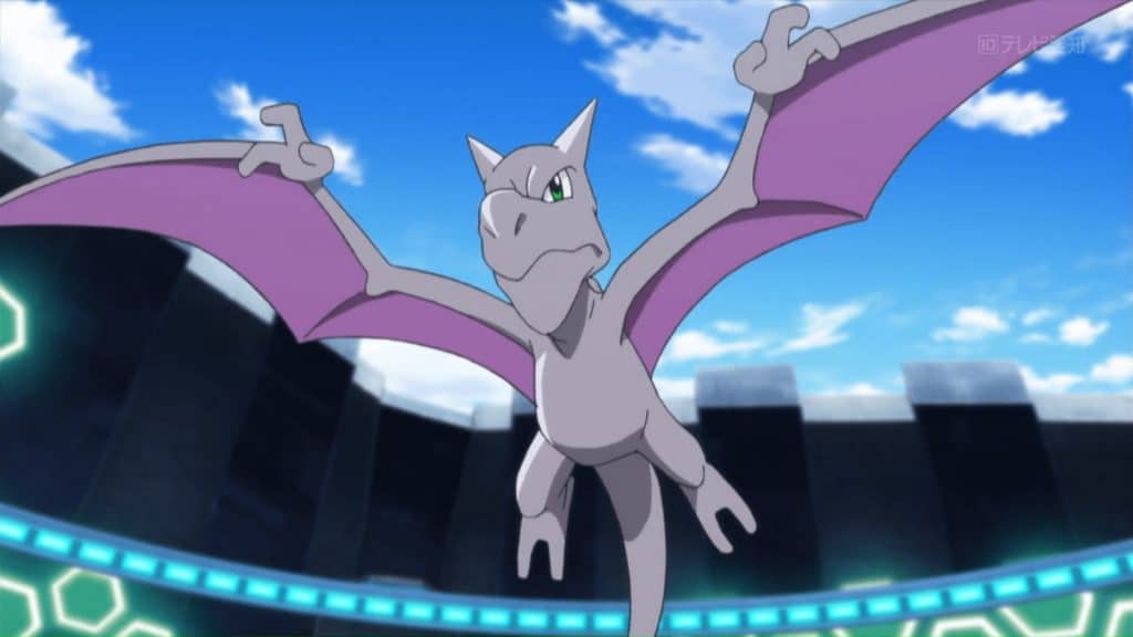 Aerodactyl flying an a Pokemon arena