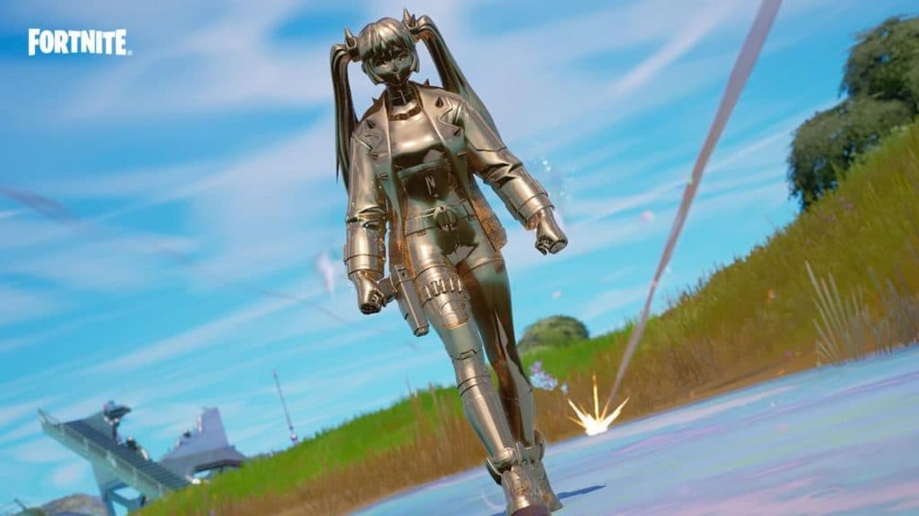 chrome fortnite character skin walking