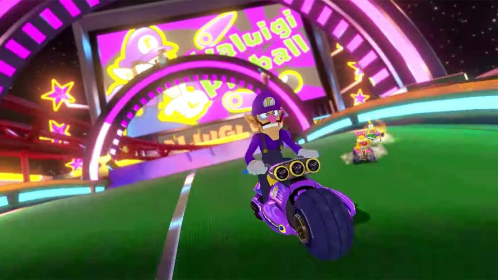 Waluigi's Pinball in the mario Kart 8 Deluxe Booster Course Pass Wave 2