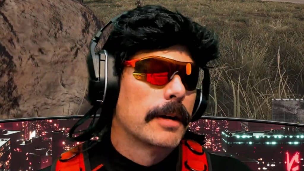 Dr Disrespect looking annoyed at camera