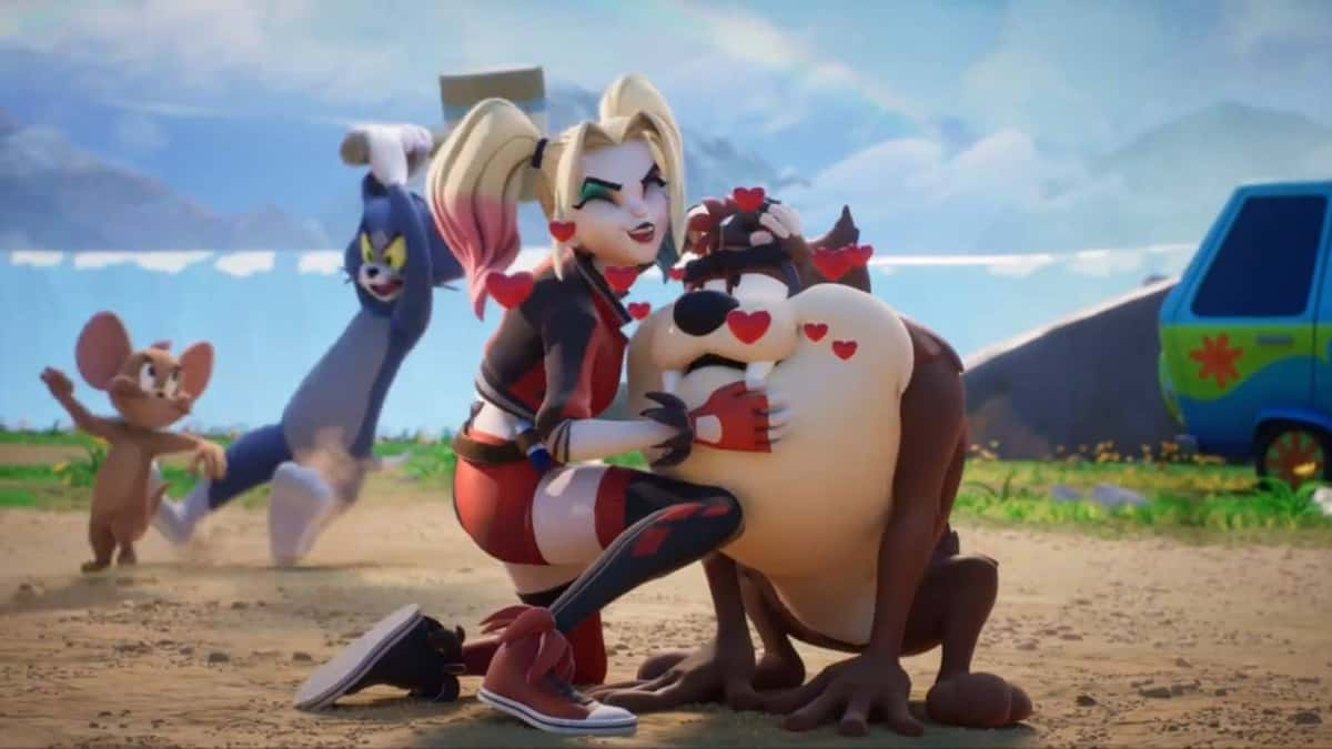 harley quinn hugging taz in multiversus