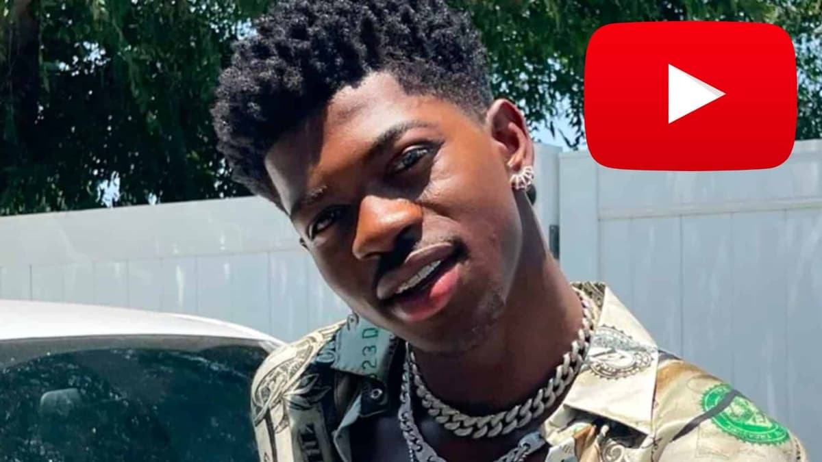 Lil Nas X alongside YouTube play button logo