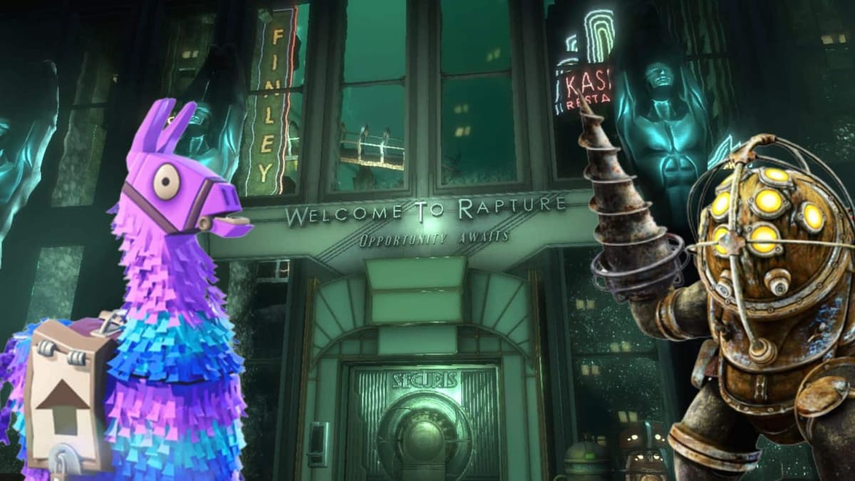 fortnite llama and bioshock big daddy in rapture