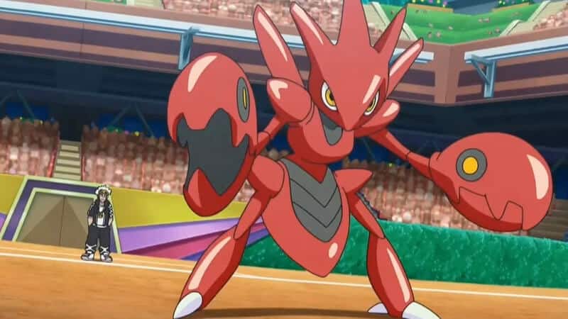 An image of Scizor in the Pokemon anime