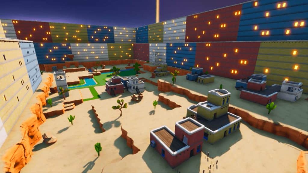 A screenshot of Fortnite Desert Zone Wars Chapter 2 map