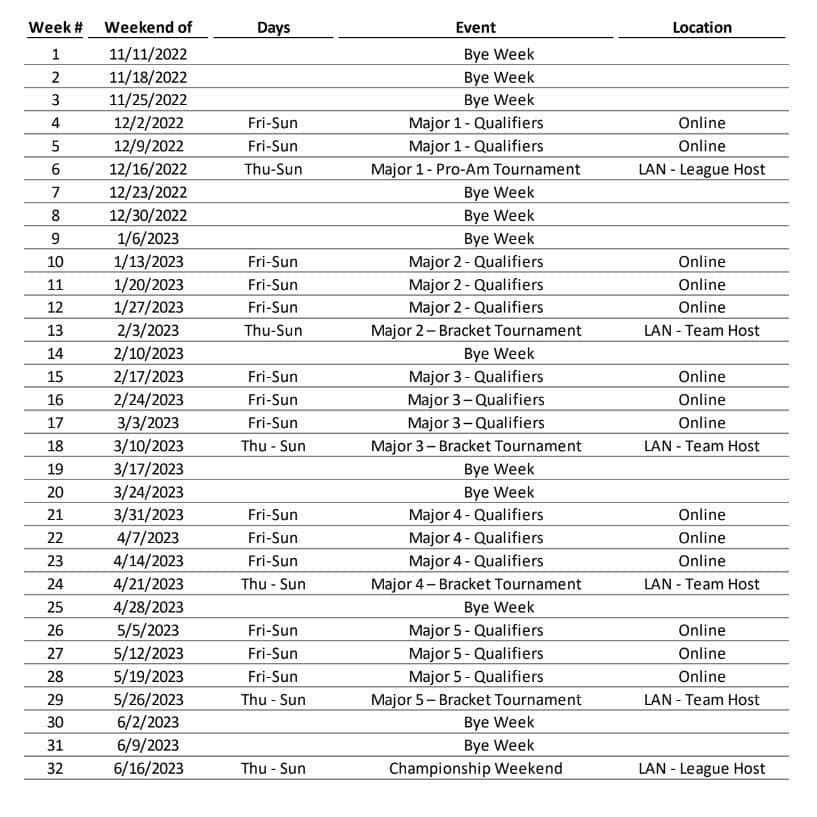 CDL 2023 schedule leak