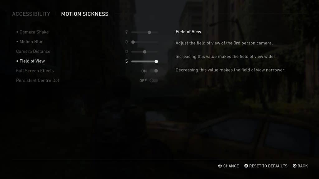 The Last of Us FOV slider