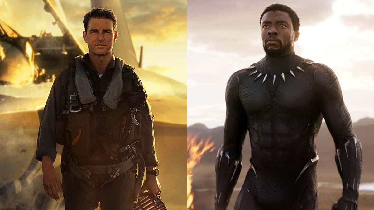 an image of tom cruise and chadwick boseman in top gun maverick and black panther