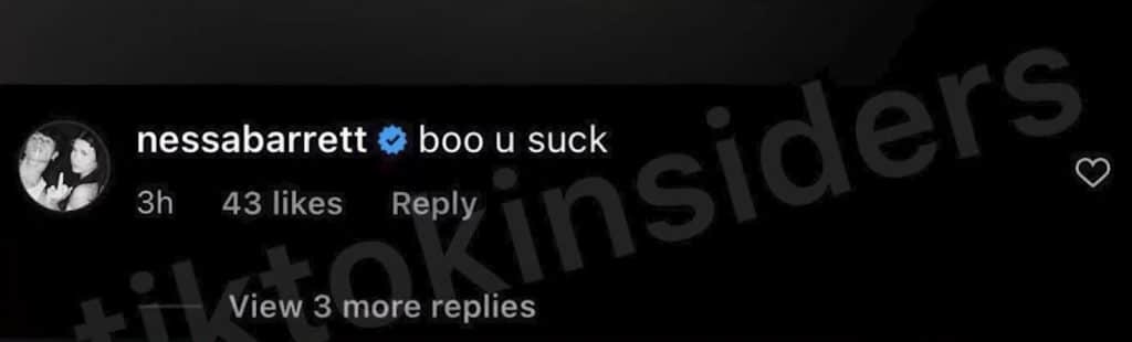 Nessa Barrett Kendall tiktok comment