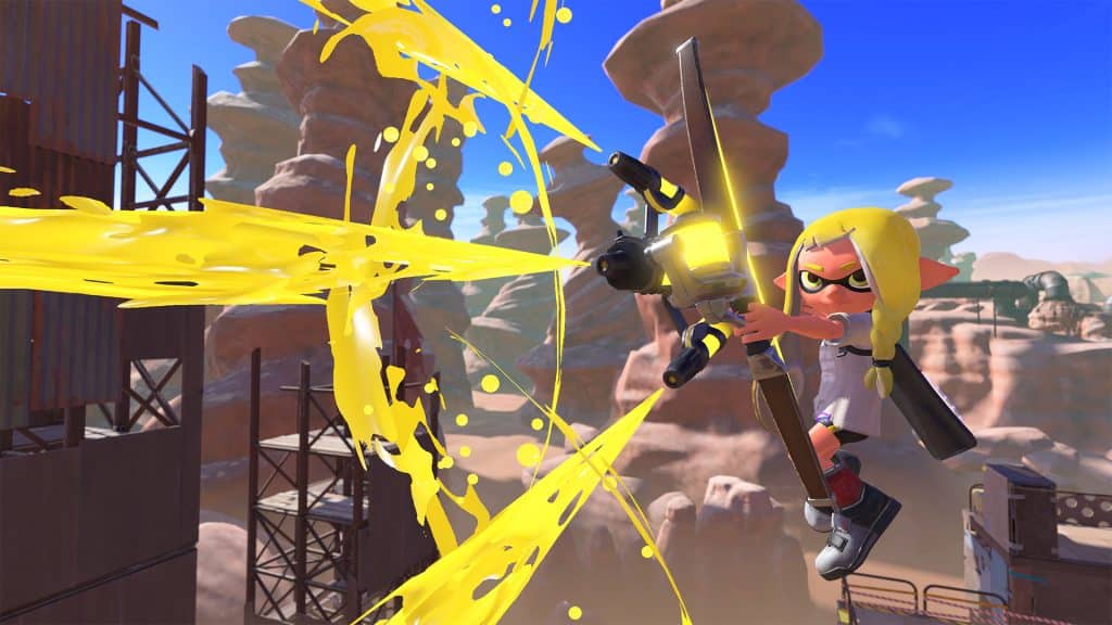 Splatoon 3 Stringers weapon shown being fired