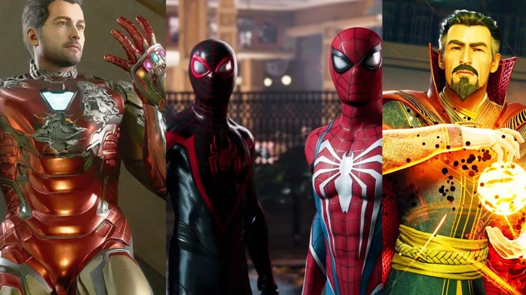 an image of marvel's avengers. spider-man 2, midnight suns