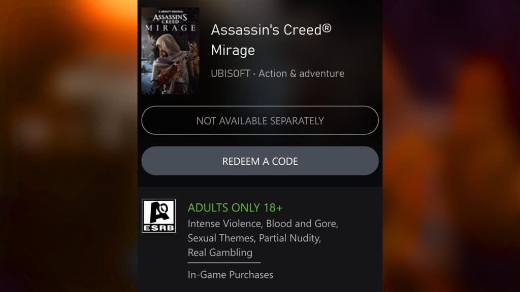 An image of Assassin's Creed Mirage on the Xbox Store