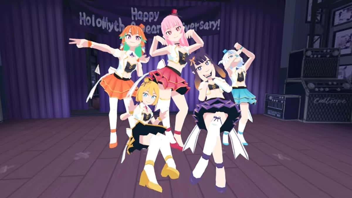 Hololive Myth VTubers celebrating second anniversary in 3d models